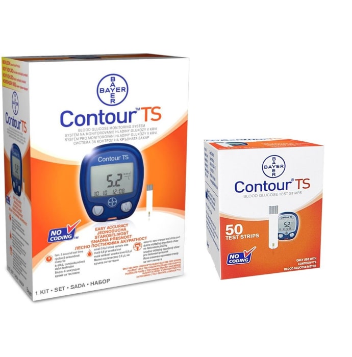 Bayer contour ts blood glucose meter with free 50 ts blood glucose test strip